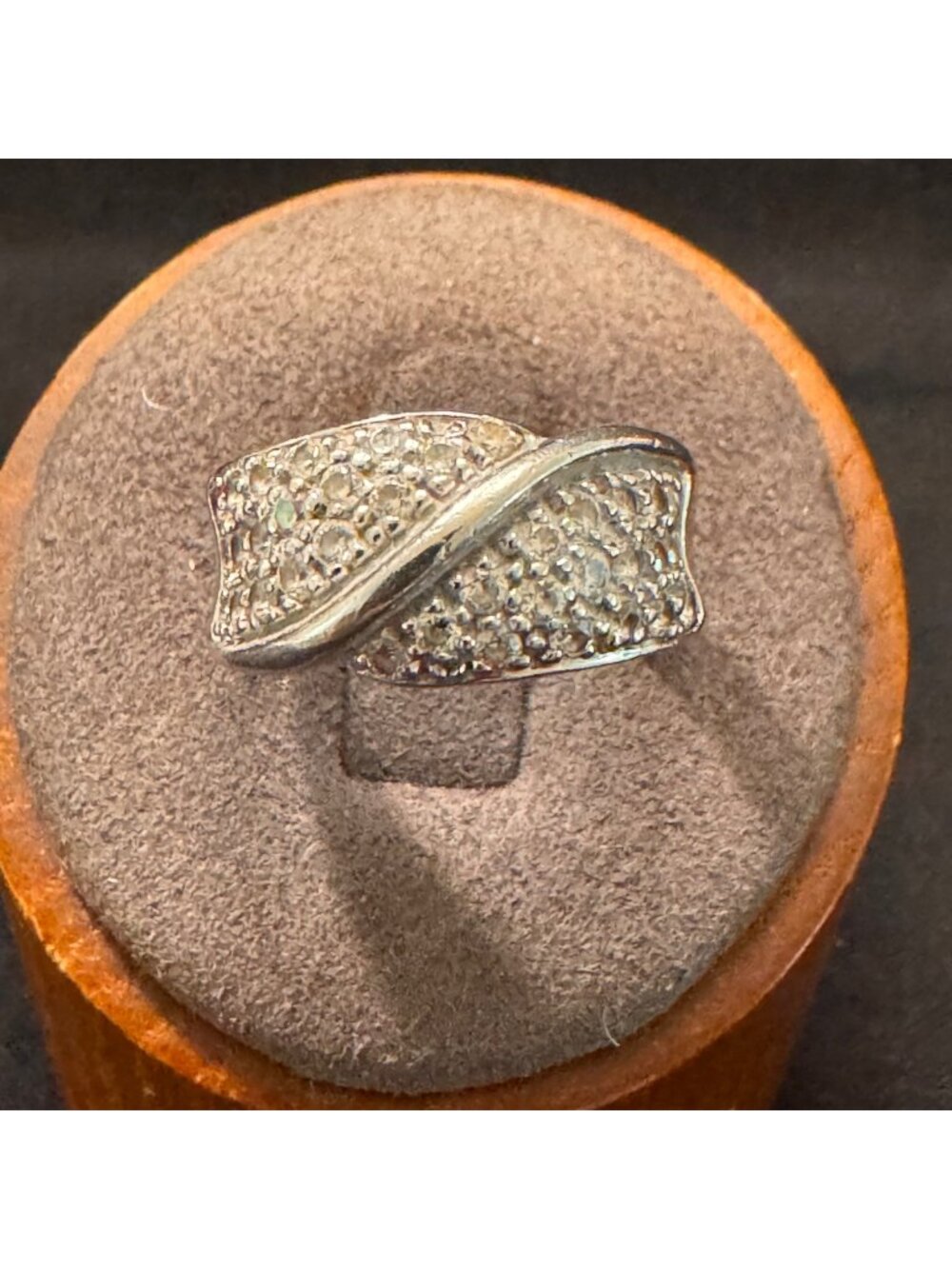 Sterling Silver 925 Cubic Zirconia Pavé Set Tapered Band Ring Size 6.75